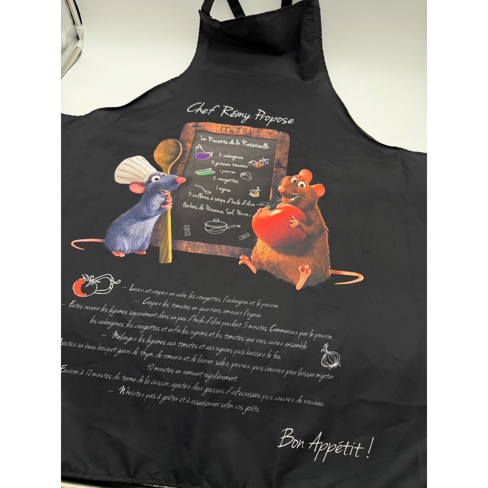 Disney Pixar Ratatouille Chef Remy Propose Black Kitchen Apron French Recipe